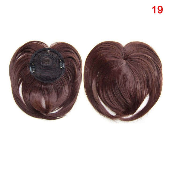 New eamle ilk-Bae Hair Topper Fringe Hairpiece traight Clip in Forehead Topper with Wipy Bang Extenion