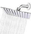 Rain shower Head 8 Inches Square Rain Shower Head Large Stainless Steel High Pressure Shower Head Ultra Thin Rainfall Bath Shower with Silicone Nozzle Easy to Clean and Install Chrome Shower Head. 