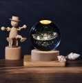 6cm 3D Crystal Ball Crystal Planet Night Light Laser Engraved Solar Globel. 