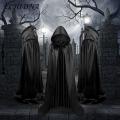 ECHIDNA Cosplay Cloak Dark Style Satin Hooded Witch Cape for Halloween Cosplay Unisex Floor Length Costume for Stage Performance Cosplay Hooded Cape. 