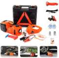 Electric Hydraulic Floor Jack 12V DC 5.0T(11023lb) 4 in 1 Floor Jack,Tire Inflator Pump,LED Flashlight, Safe Hammer, 45CM Electric Car Jack Car Tire Repair Tools Kit with Electric Impact Wrench. 