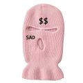 Neon Green Balaclava Hat Fashion Women Sad Dollar Embroidery Three-hole Ski Mask Full Face Cover Warm Knitted Army Tactical Mask. 