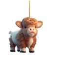Cow Pendant 8cm Christmas Tree Car Backpack Ornament Cartoon Yellow. 