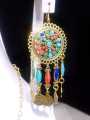 Gold Plated Multicolor Afghan Style Necklace Set with Coins – Traditional Handmade Ethnic Jewelry. 