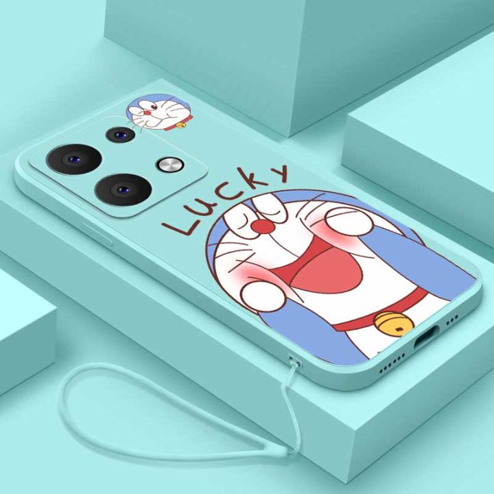 Redmi Note 13 Pro+ Plus 5G Redmi Note13 Pro 4G Lucky Cat Doraemon Casing Matte Liquid Silicon Back TPU Soft Case Cover