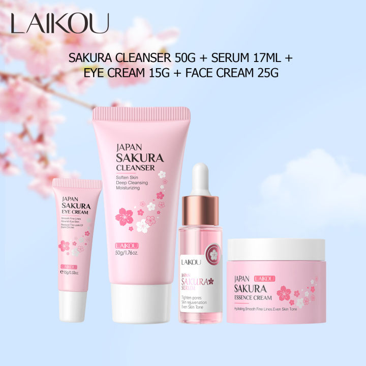 LAIKOU Sakura Skincare Sets Face Serum Nourishing Oil Control Skin Care Rejuvenation 4pcs