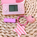 Retro Game Console Handheld Button Control with Keychain Drop Resistant Visual Training Building Block Retro Game Console for Children. 
