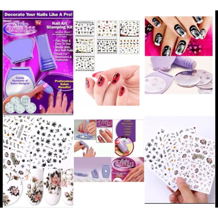 Nail Art Stamping kit Including 2 Multiple Design Art stickers