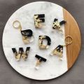 Initial keychain- Black and golden-  fancy keychain- Resin-  Epoxy - Matt Black Color. 