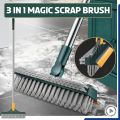 3 in 1 Cleaning Brush with Wiper | Double Sided Scrubber Brush with Long Handle. 