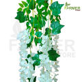 Farmer Store Wisteria Vine Hang Garland Silk Flowers String with Hanging Bracket Home Party Wedding Decor Extra Long and Thick - Complete Set. 