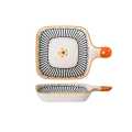 Techmanistan Random Design - Ceramic Casserole Dishes with Handle, Small Oven Plate, Baked Rice Baking Tray Cake Tray Pizza Oven Dinner Plate Korean Bowl, Japanese Style Ceramic Home Fruit Plate New Flower Creative Brief Cute Square Plates. 