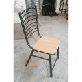 Black Color Coated Steel Chair with Wooden Seat - Durable. 
