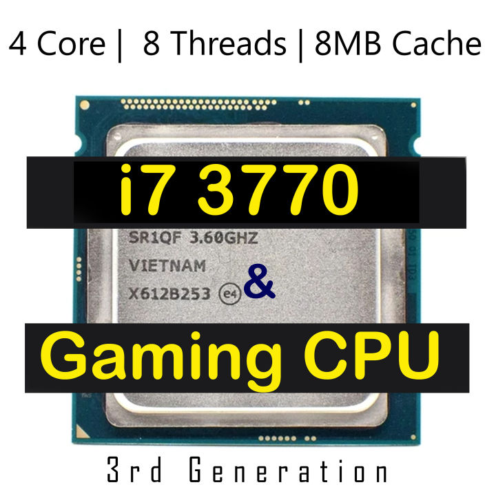 Intel I7 3770 Desktop / Computer Gaming Processor 3rd Generation - FCLGA 1155 Socket CPU / Processor for Gaming PC or Computer – 3rd Generation i7 CPU - 3rd Generation i7 CPU Processor - i7 3770 CPU