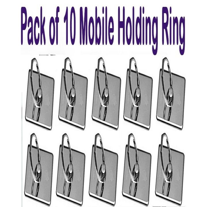 Pack Of 10 360 Rotating Mobile Holding Ring - Silver