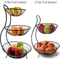Superior Two and Three-Tier Kitchen Organizer with Fruit Basket, Vegetable Stand, and Fruit and Vegetable Bowl for Storage Fruit Storage: Black Iron Stand with Kitchen Counter Rack. 