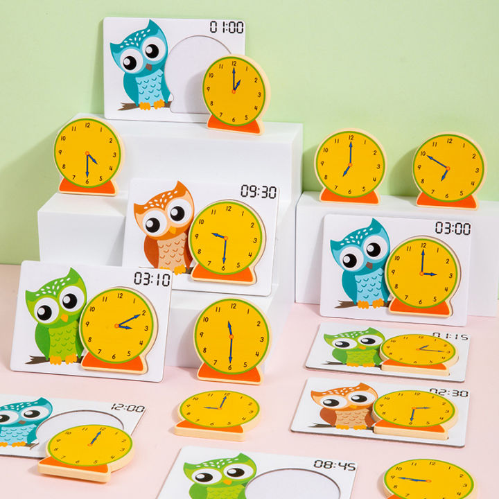 Kids Owl Clock Time Learning Toys Montessori Teaching Tool Digital Time ...