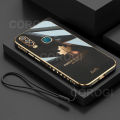 For Vivo Y12 Back Cover with Hand Strap Luxury Shiny 6D Plating Maple Leaves Pattern Protective Case Square Bumper Soft Silicone Mobile Phone Cases. 
