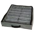 Under Bed Shoe Organizer Bag Hard Solid Fabric with Clear Plastic Zip Cover Store up to 12 Pairs of Shoes 1 Pcs. 