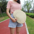 Summer Raffia Hand Fans Stylish 37cm Stringed Handmade Raffia Fans Natural raffia Farmhouse Palm Leaf Hand Fans for Wedding. 