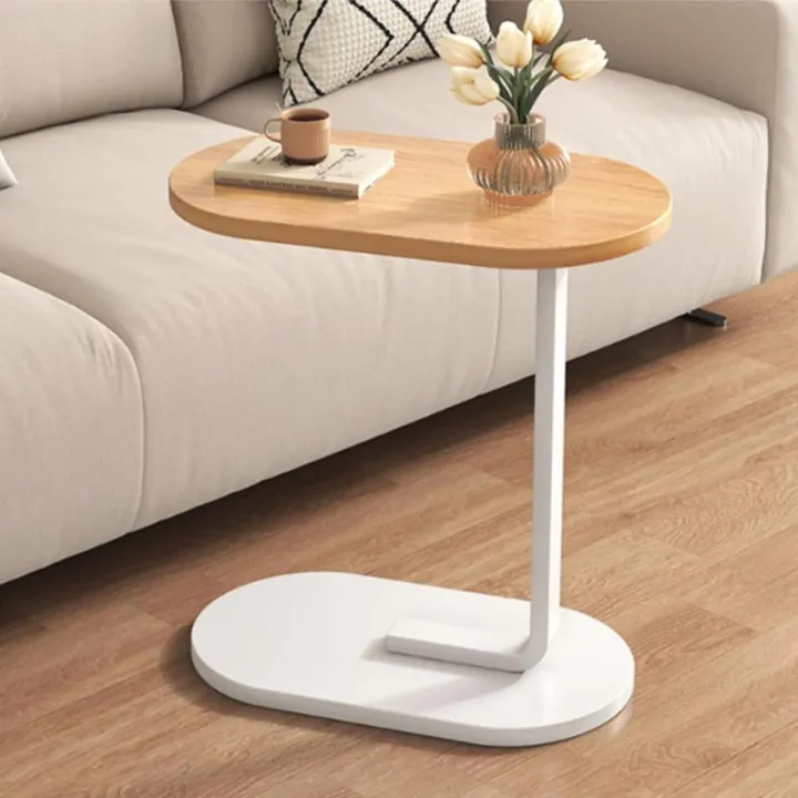 TWS Small Oval Sofa Side Table,Night Table, C-Shaped End Table,Slide Under Sofa Table,Couch End Tables for Living Room Bedroom Bathroom,Rustic Snack Coffee Laptop Table,Egg Oval-Shaped,Small Table, wooden Frames,Easy Assembly