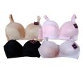 Pack of 3 Soft Foam Padded Bras - Skin, Black, Pink Colors for Women & Girls. 