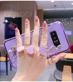 For Samsung Galaxy Note 8 Back Cover with Love Heart Chain Wrist Strap Fashion Bracelet Shiny Plating Bumper Protective Case Silicone Shockproof Mobile Phone Cases. 