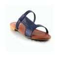 Dark Blue Faux Leather Slippers For Women. 