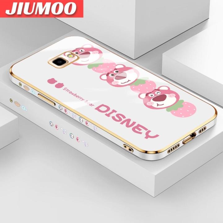 JIUMOO For Samsung Galaxy J4 Plus 2018 J4 Prime Case Cartoon Cute Lotso Bear Side New Design Phone Case Square Edge Pattern Silicone Softcase Luxury Plating Casing Full Cover Camera Shockproof Protection Cases