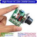 2000W High Power 220V AC Dimmer with Adjustable Knob for Fan, Light, Motor & Temperature Speed Control | Smooth Variable Output Controller by Electrica. 