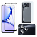 Realme C53 Glass Protector 5D-10D-11D-21D-9D Glass Full Coverage + Back Protector Carbon Fiber Matte Soft Skin Sheet + Back Rear Camera Protector 9H Gorilla Flexible Protection For C53. 