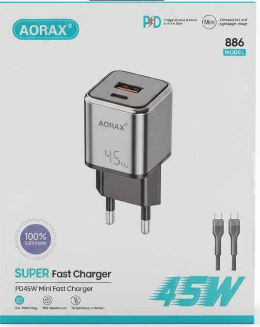ORIGINAL%2045W%20PD%20Super%20Fast%20Charger%20with%20Type-C%20Cable%20%20AORAX%20%7C%20Universal%20Adapter%20for%20iPhone,%20Google%20Pixel%20,%20Samsung,%20Vivo,%20Oppo,%20Infinix,%20Realme,%20Xiaomi,%20&%20All%20Android%20and%20Apple%20Phones%20-%20Image%203