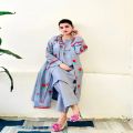 Eid Collection New 3pc Kattan Silk Gown Suit For Women and Girls. 