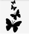 Wooden Butterfly 4pcs Black Color For Room Wall Decoration Self Adhesive. 