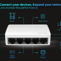 Tenda S105 Ethernet Switch,Mini 5 Port Desktop Ethernet Network Switch,10/100Mbps LAN Hub,Small and Smart,Plug and Play,Easy Setup. 