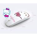 【Miga Plaza】 Ultra Thin Hello Kitty Wireless Mouse 2.4Ghz Cute Mice Pink Blue White Wireless Computer Mouse 1600DPI PC Mouse With USB Receiver Optical Laptop Mice For Girl Kids. 