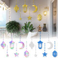 6pcs/set Eid Mubarak Decoration Star Moon Paper String Garland Hanging Banner Ramadan Muslim Party Backdrop Supplies. 