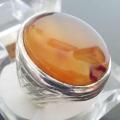 Mens Orange aqeeq ring in 925 Sterling Silver Handmade artisan. 