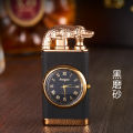 Personalized Dual Fire Switch Lighter with Quartz Watch Metal Inflatable Windproof Blue Flame Crocodile Head Lighter. 
