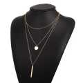 New Women Fashion Gold Color 3 Layers Chain Necklace Hollow Out Triangle Long Pendant Necklaces Jewelry. 