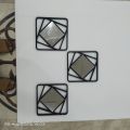 Wall Mirror Set of 3 Pcs or 4 Pcs Plastic Material 10 Inch Square Design. 