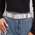 Cyberpunk Women Belts with Double Pin Buckle Light Luxury All-match Waistband. 