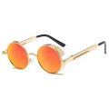 Round Metal Sunglasses Steampunk Men Women (Gold+Orange). 