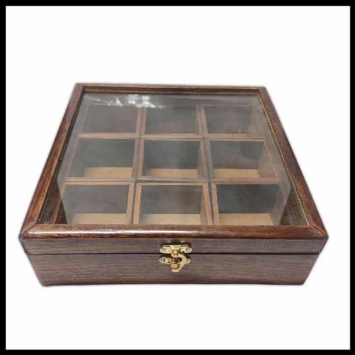 Wooden Spice Box/Masala Dabba/Masala Dani/Pakistani Spice Tin in Wood/Square box with Glass Lid (Handcrafted in Pakistan)