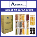 AKHPAL 12 PIECES Glass Food Storage Containers Set,  1400ML Spice Jar Set, kitchen Jars with Bamboo Airtight Lids and Labels, Clear Food Storage Containers for Pantry for Sugar, Salt.... 