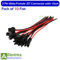 JST-SM 2 Pin Male/Female JST Connector with 10cm 20AWG Wire for LED Light Strip & DIYs etc pack of 5/10/15 Pairs SM JST Connector. 