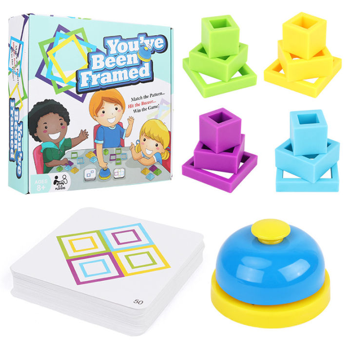 You have been framed game board game with buzzer You've Been Framed educational toys and games kid intelligence puzzle table Stacking and Building Game Match the Pattern, Slap the Buzzer and Win! Kids and Adults Birthday Party Gift Game
