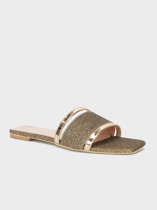 Unze London Women's "ALECIA" Square Toe Summer Slippers For Women - Slippers For Women
