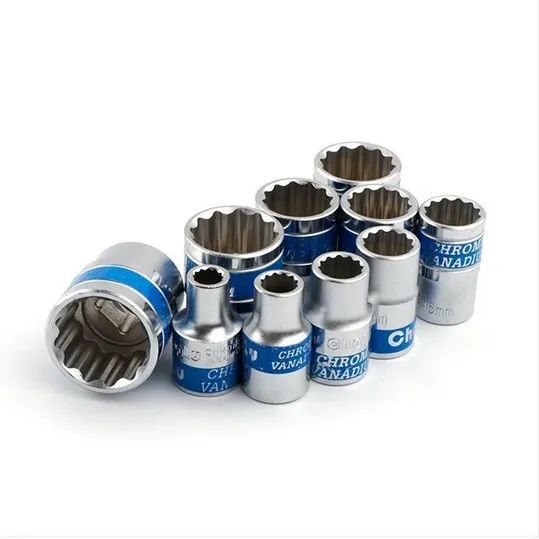 KING TECH ( GERMANY ) PROFESSIONAL 1/2'' DR SOCKET .CHROME VANADIUM STEEL ..DOUBLE FINISH/BLUE LINE ...LONG LIFE AND DURABLE ...GUARANTEED QUALITY 10-MM TO 24 MM
