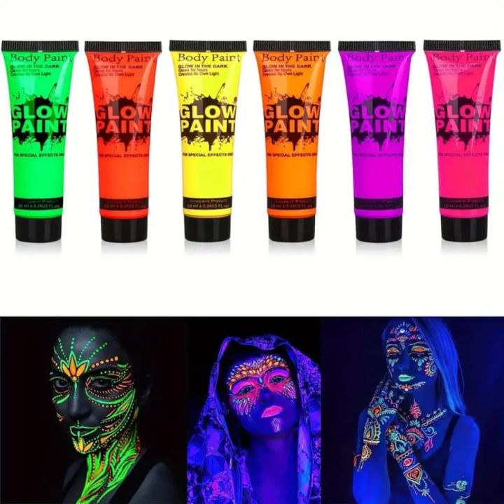 Body Face Paints Set 10ml Face Fluorescent Glow Paint Festival Kids ...